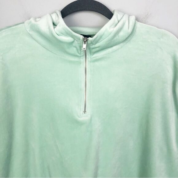 FOREVER 21 | Velvet Cropped 1/4 Zip Pullover Hoodie Pistachio Green Women’s M - Picture 5 of 10